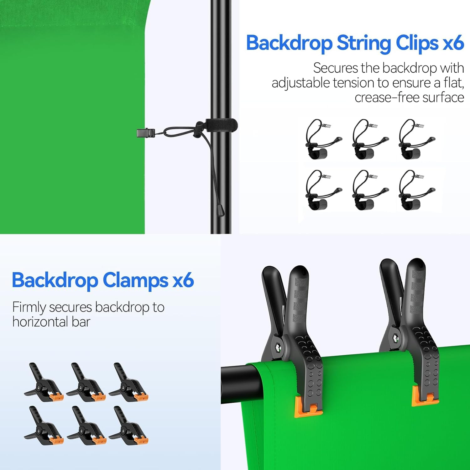 EMART Green Screen Background with Stand, Adjustable 7X10Ft Backdrop Frame with 6X9Ft Greenscreen, Photography Support System Kit for Photo Video Studio, Portrait, Photoshoot, Parties, Wedding