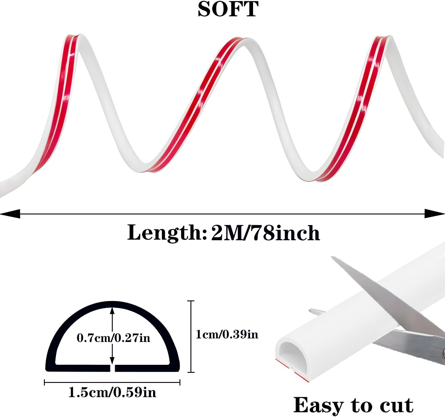 ADYAWEN 78 Inch Wall Cord Hider,Self-Adhesive Wire Cover Raceway for Walls, Flexible PVC Cable Concealer for Home and Office, Cord Protector W0.59 H0.39In - White