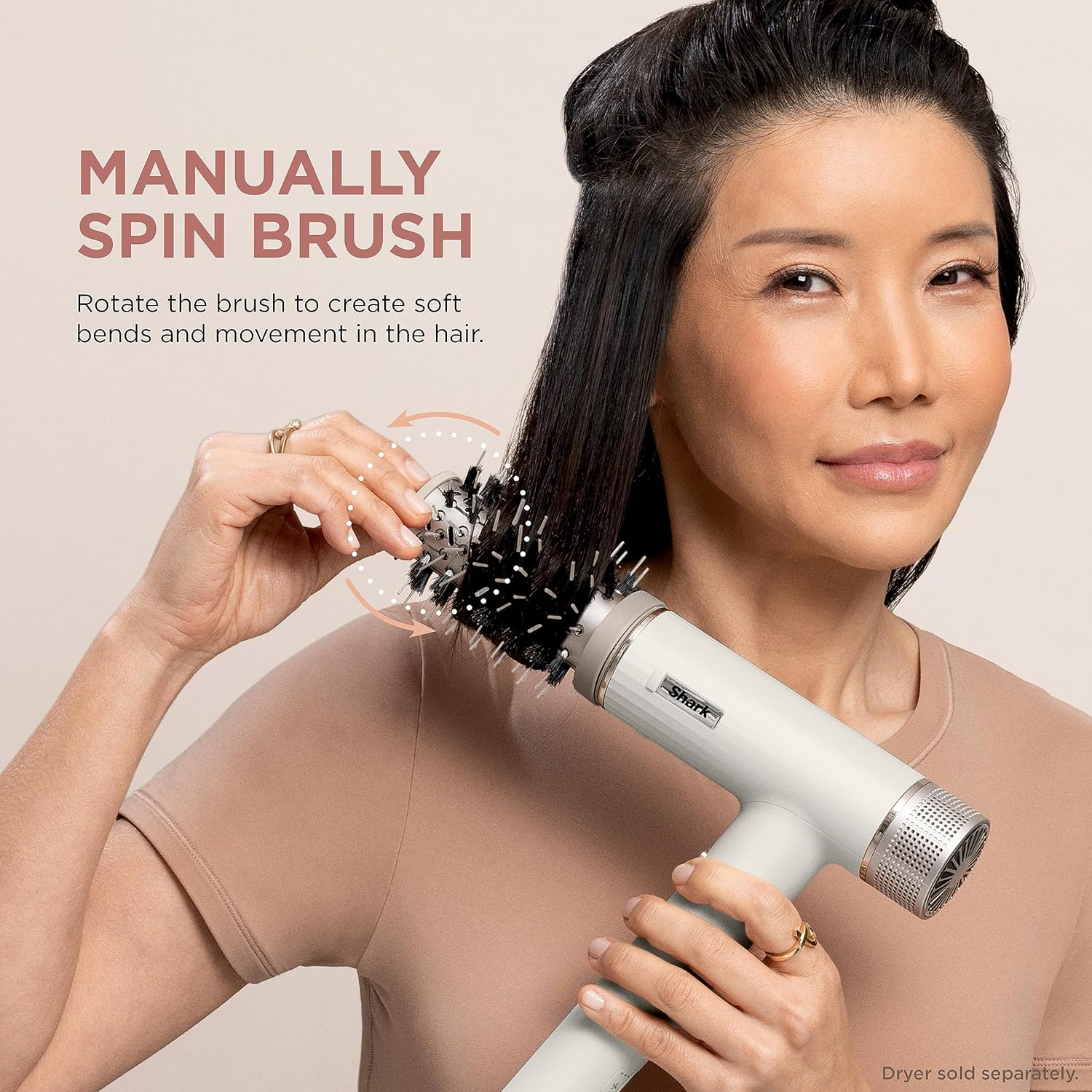 Shark Speedstyle Express Touchup Brush, Attachment for Shark Speedstyle Blow Dryers, Hair Drying & Styling Tool, for Shaping Bangs, Layers, & Ends, for All Hair Types, Stone, XSKHD3RRBA image number 5