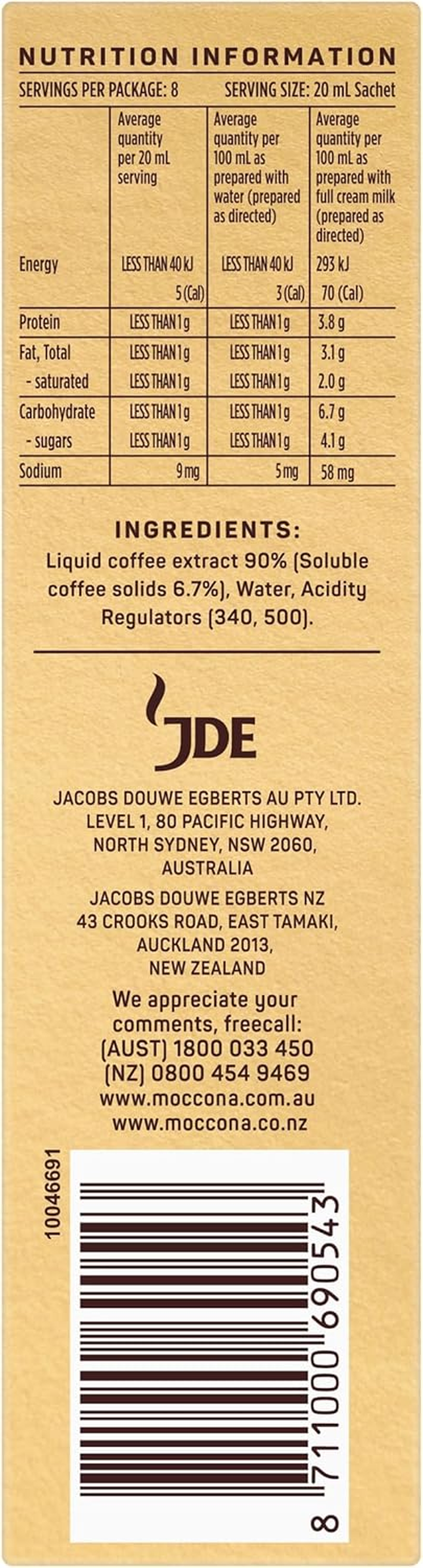 Moccona Liquid Espresso Medium Roast Concentrate 8X 20Ml X10 image number 3