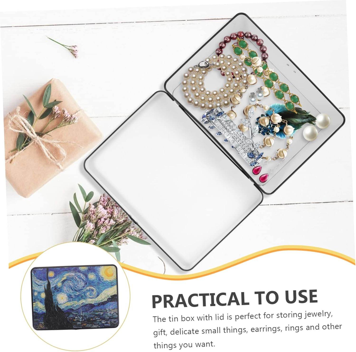 IMIKEYA Vintage Tinplate Storage Box Lock Decorative Lid for Jewelry Small Locking Tin Container for Coins Craft Storage for Ages image number 2