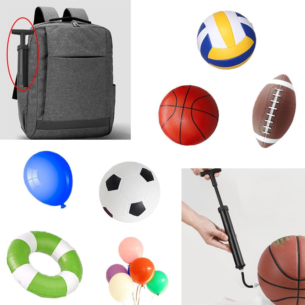 Esforzarse Basketball Air Pump, Portable Hand Air Ball Pump Inflator Kit, Multifunctional Soccer Ball Inflator with 4 Needles, 2 Nozzle and 1 Extension Hose, Volleyball Pump for All Exercise Balls image number 3