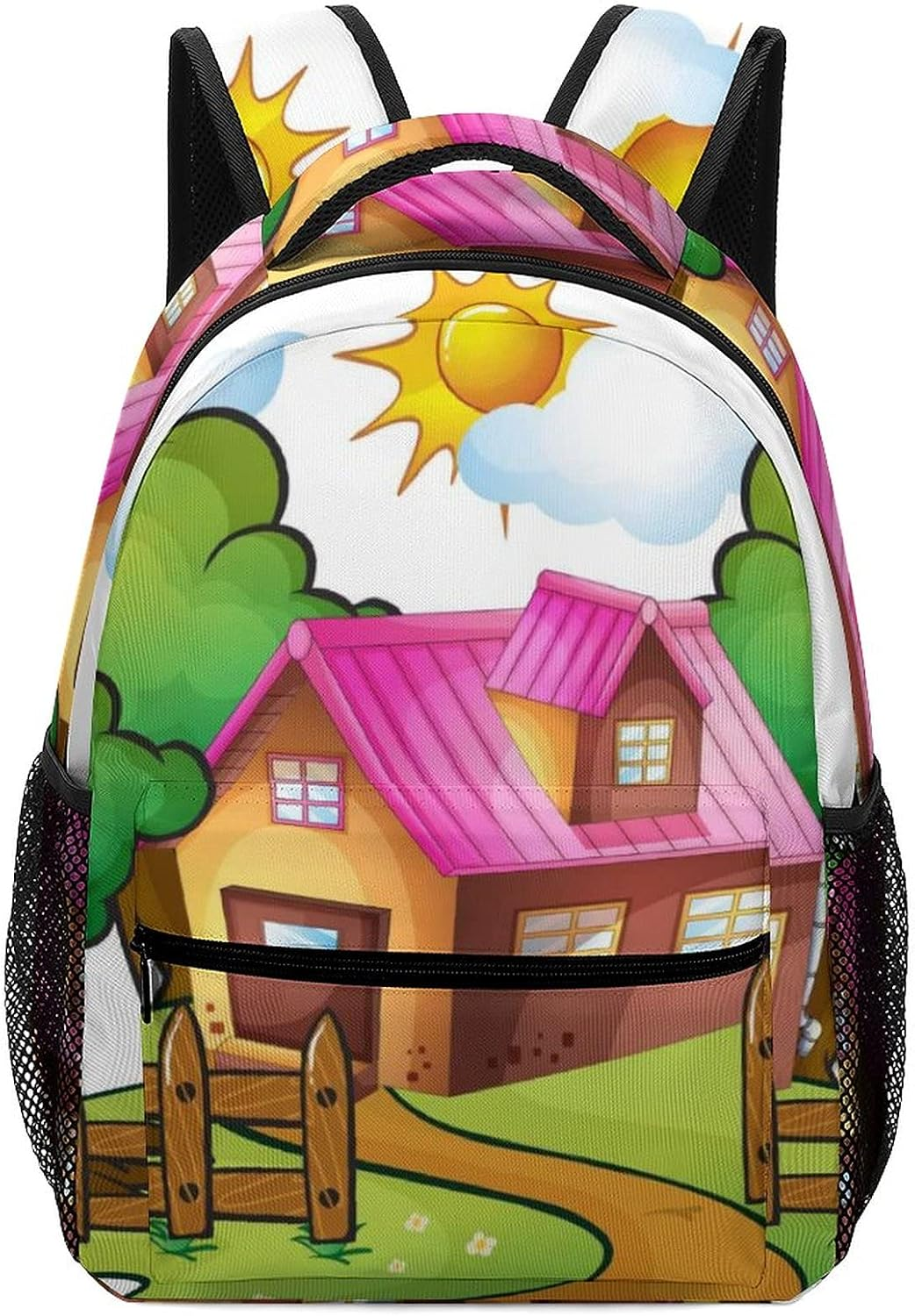 Oxford Cloth Children'S Backpack Funny a House Vector School Backpack for Girls,Adjustable Shoulder Waterproof image number 1
