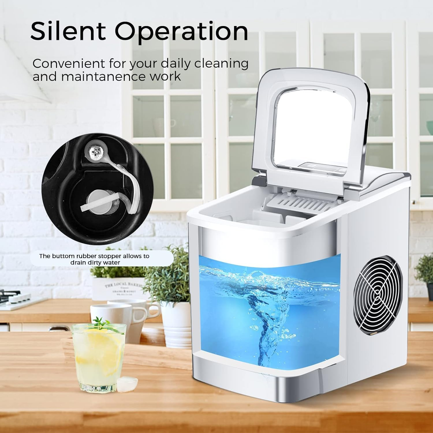 YOPOWER 2.2L Ice Maker Machine Countertop, Portable Ice Machine for Home and Commercial, Silver image number 4
