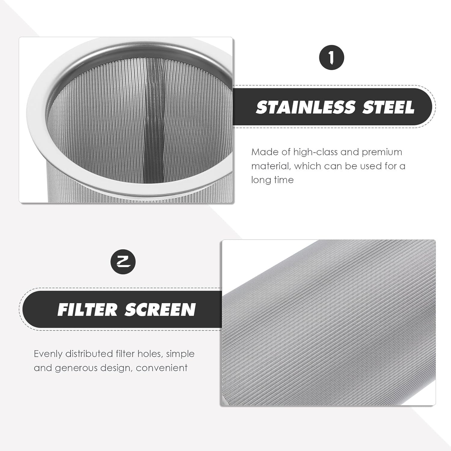 Toyvian Stainless Steel Coffee Strainer and Tea Filter Mesh Jar Filter Infuser for Home Office Restaurant Use Easy to Clean and Reusable image number 6