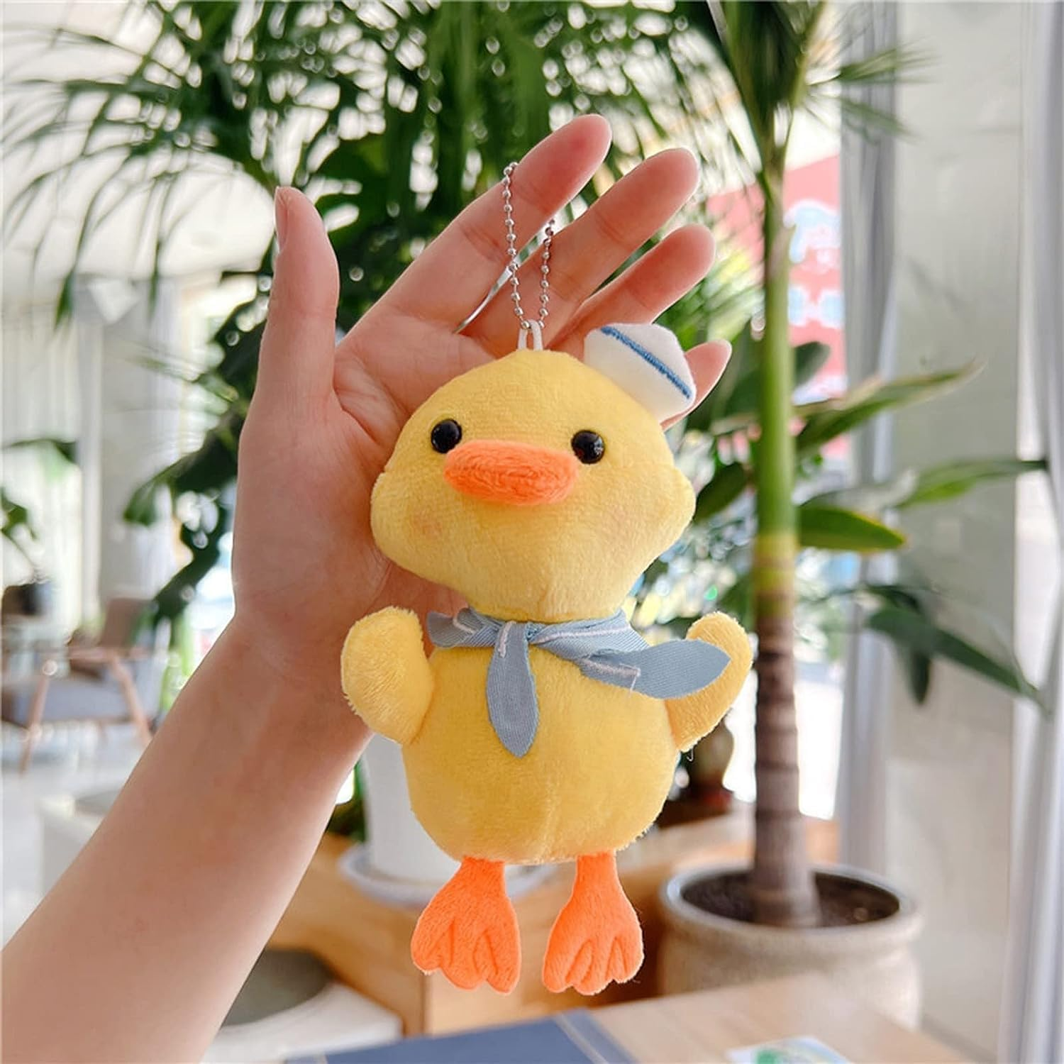White 14Cm Duck Plush Keychain,Soft Fully Filled Lovely Cartoon Animal Doll Hanging Ornament,Portable Stuffed Duck Doll Plush Key Backpack Pendant Kid Girl Gift Pendant Auto Decoration Auto Decoration image number 2