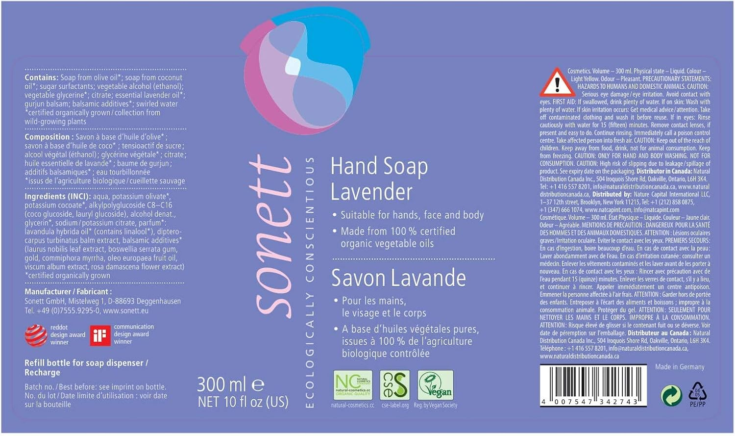 Sonett Organic Hand Soap Lavender (Pack of 1)