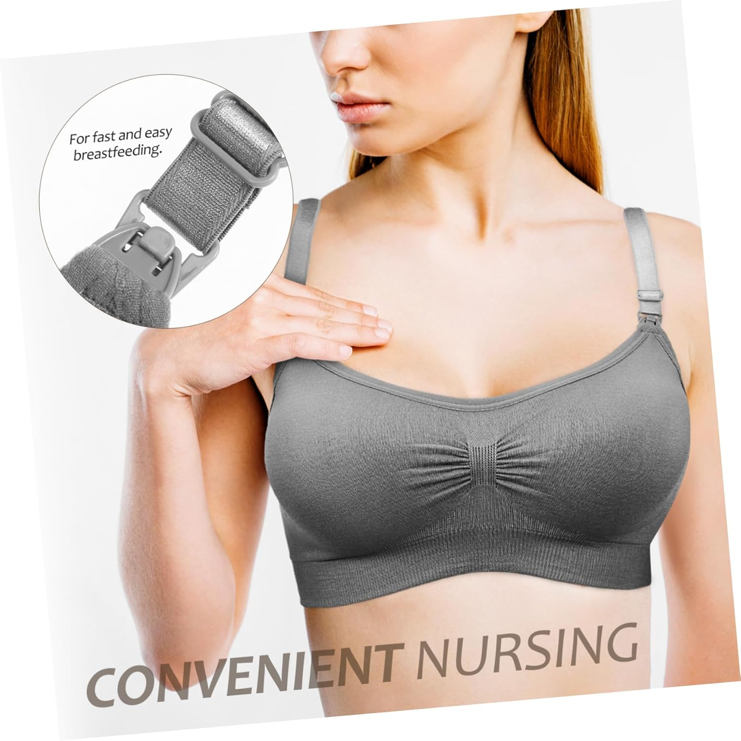 CALLARON 3Pcs Maternity Nursing Bras Breastfeeding Bras Nursing Bralette Soft Spandex Nylon Quick One-Hand Clip for Pregnant Women Sleep Daywear image number 4