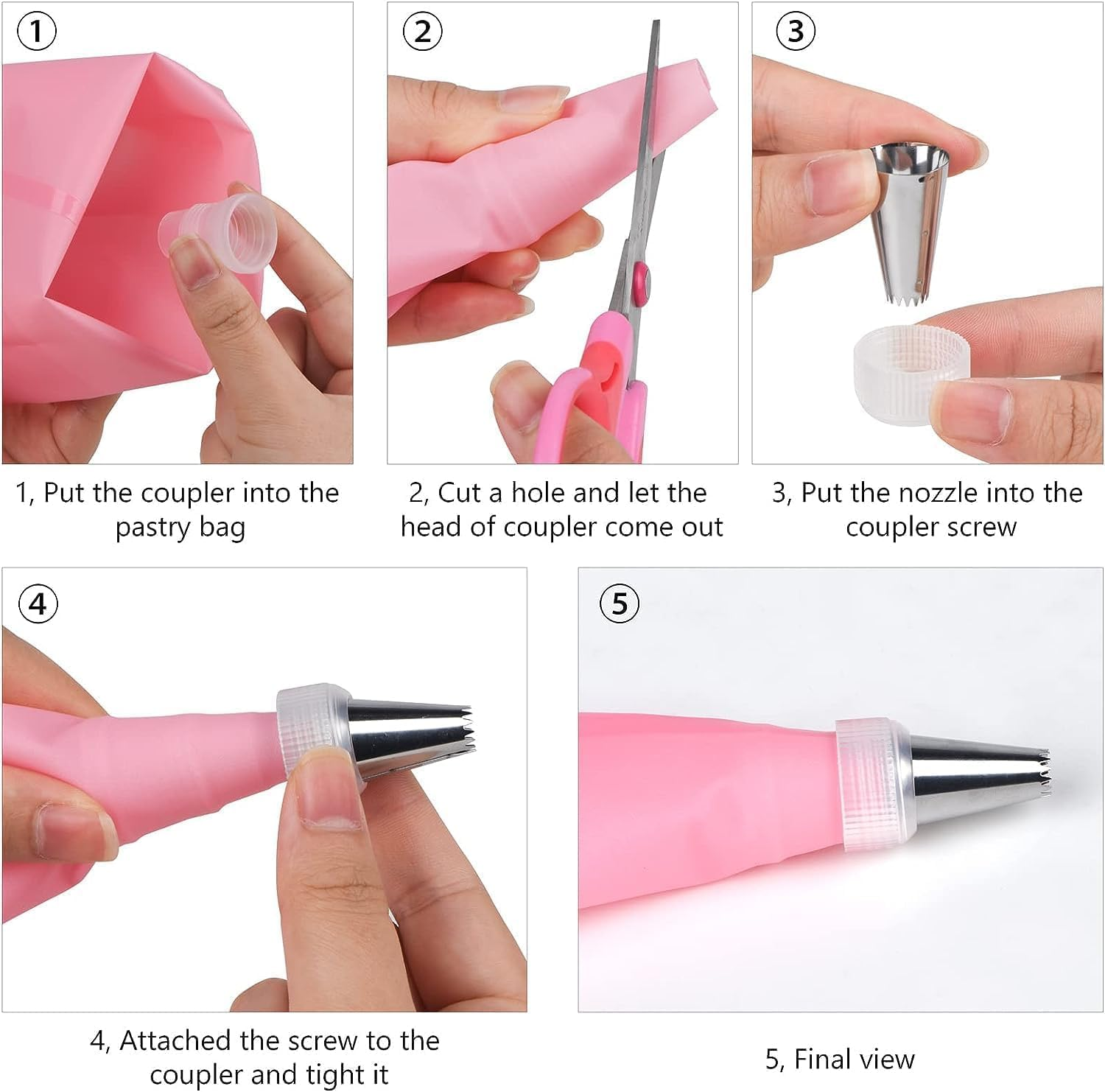 White Pastry Bag Coupler, 12 Pcs Three Different Sizes Plastic Standar Cake Decorating Pipe Tip Coupler for Piping Bags Icing Nozzles