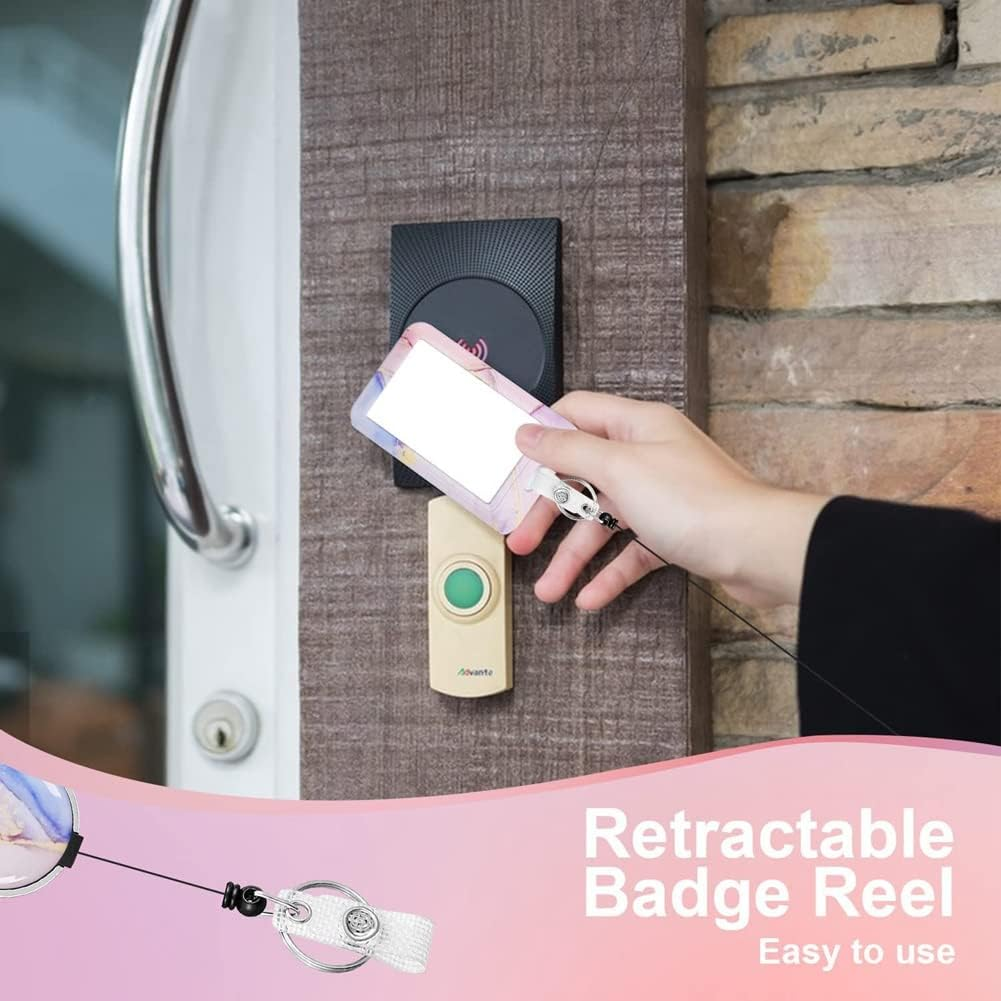 Badge Holder with Retractable Reel Heavy Duty ID Name Tag Worker Badge Carabiner Clip Card Protector Cover Case Plastic image number 2