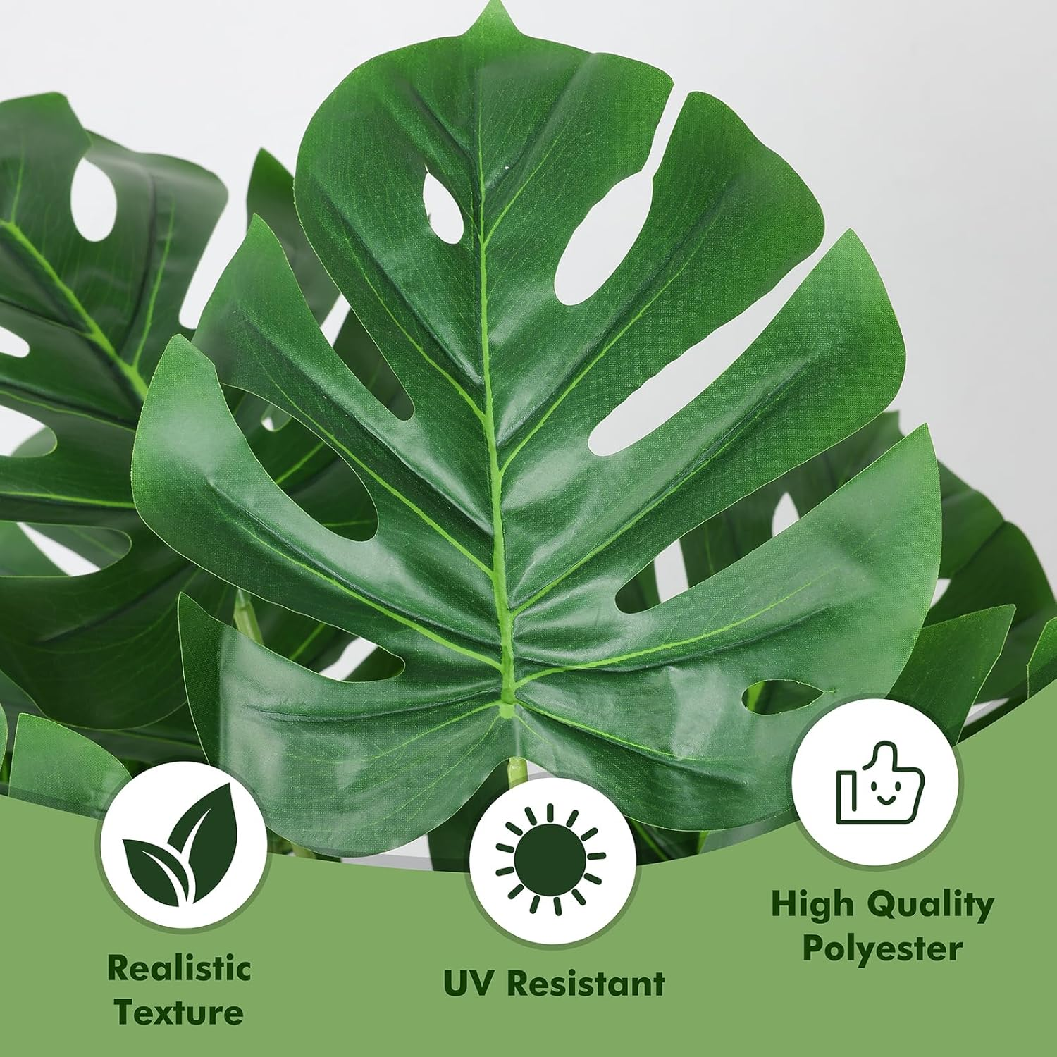 Artificial Areca Palm and Monstera Deliciosa Plants in Hessian Pot, 2-Pk, Large UV Resistant Fake Plants with Realistic Leaf Texture, Indoor Artificial Plants for Home Decor, 65Cm High, Fade Resistant image number 2