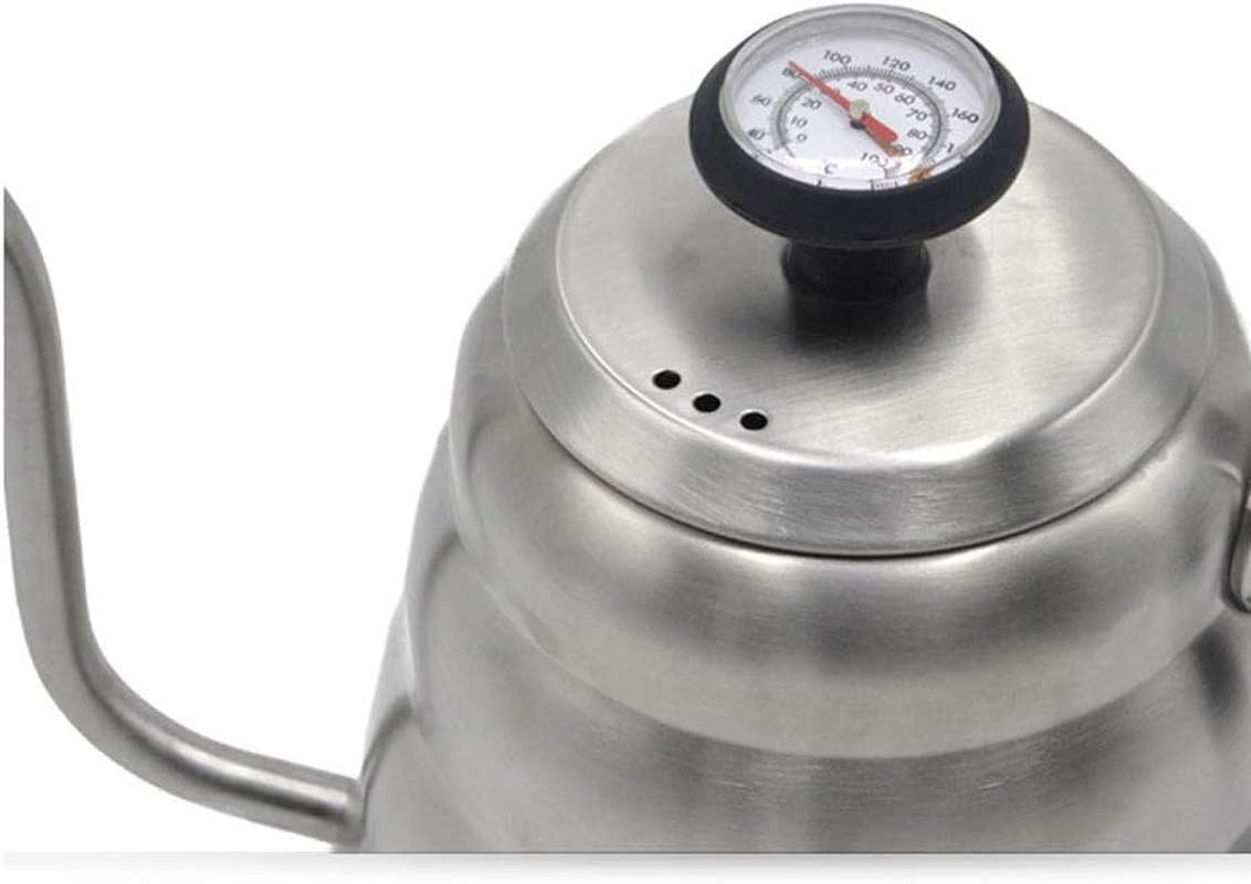 Coffee Hand Pot 304 Stainless Steel Hanging Ear Drip Japanese Style with Temperature Display Teflon Coffee Pot Cloud Pot for Espresso Cappuccino,Black,1.2L image number 5