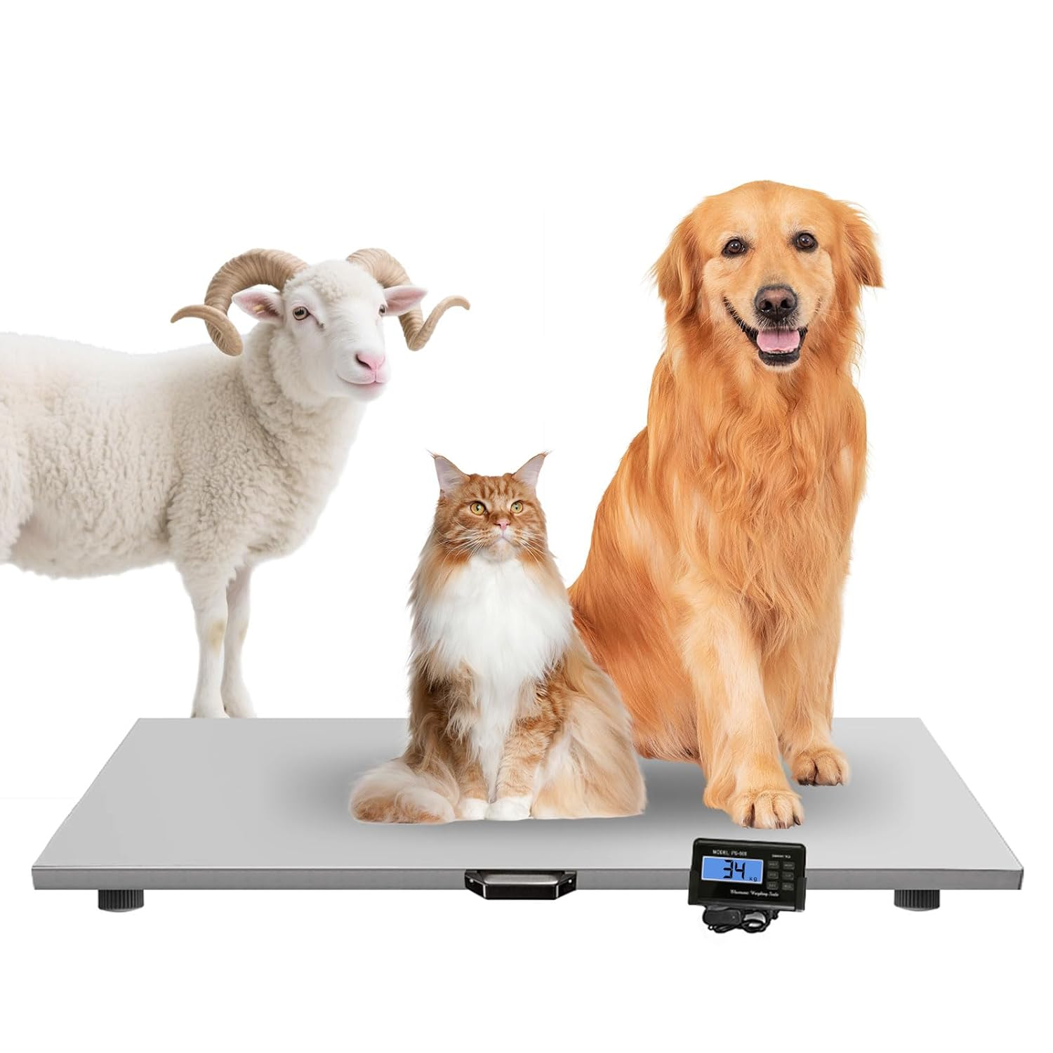 1100Lbs X 0.2Lbs Digital Livestock Scale Large Pet Weight Scale Stainless Steel Platform Electronic Heavy Duty Postal Shipping Scale for Large Dog Sheep Goat Pig Sheep Cattle image number 5