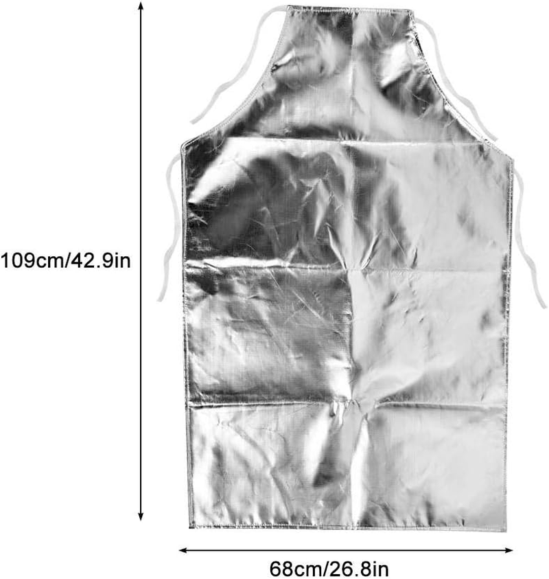 Heat Resistant Apron, 1000&deg;C Aluminum Foil Apron High Temperature Working Apron Fireproof and Thermal Insulation Apron for Men Women