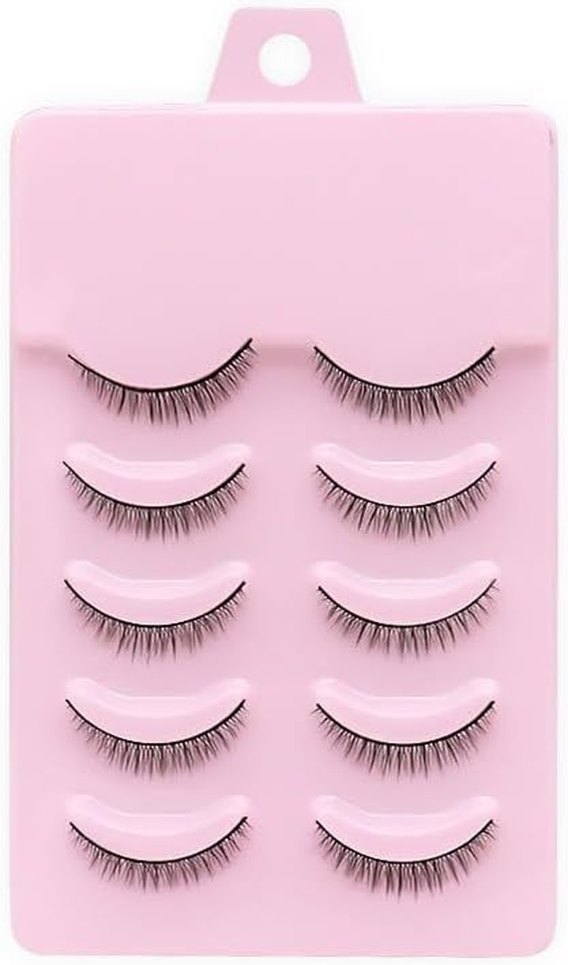 5 Pairs of Eyelashes, Eye Lashes, 8 Mm, Artificial Eyelashes, Fake Lashes, Natural Eyelashes, Thin Band, False Eyelashes, 3D Volume Eyelash Extensions, Curl Eyelashes