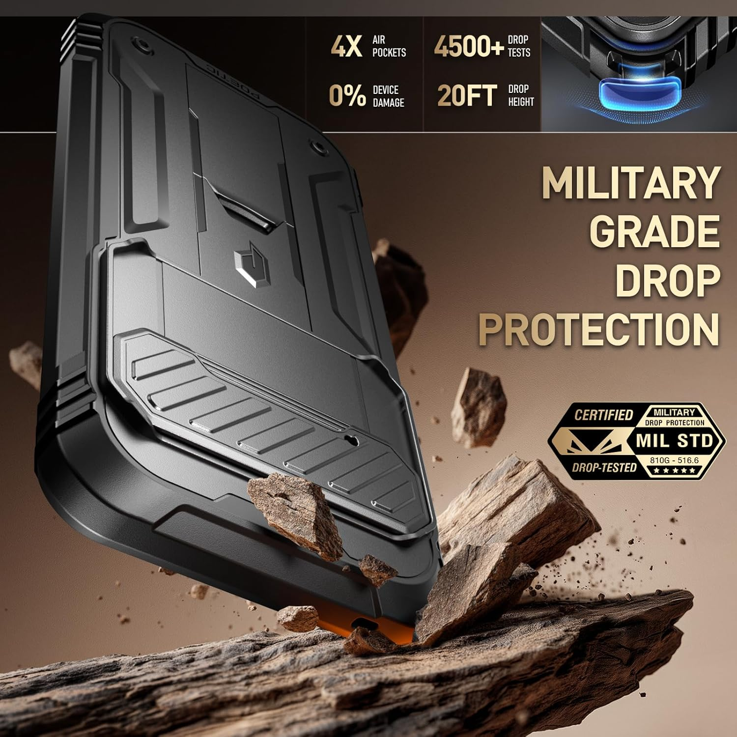 Poetic Revolution Case for Google Pixel 10 Pro XL 5G, [Slide Camera Cover], Built-In Screen Protector [Work with Fingerprint ID], [2 Front Frame] Full Body Rugged Shockproof Case with Kickstand, Black image number 6