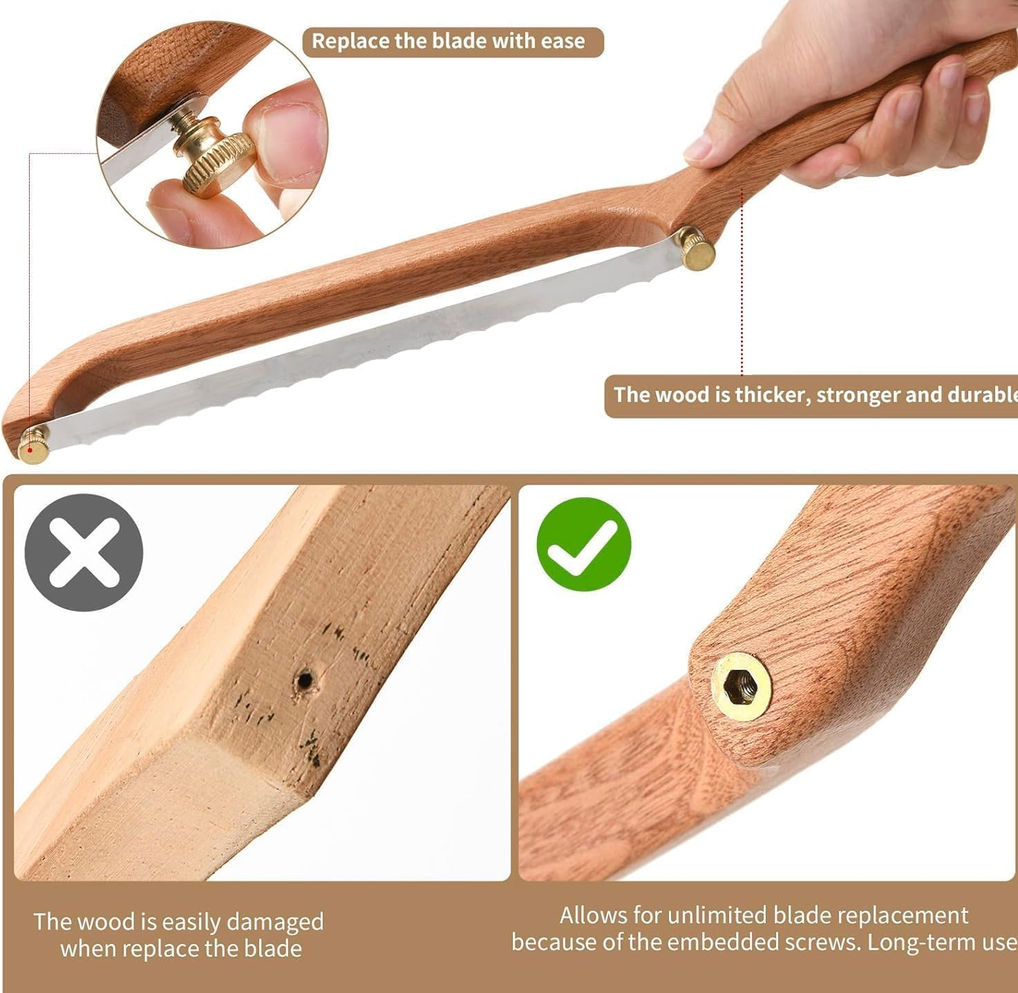 Ronluuu Serrated Bread Knife 25Cm - Pro Sourdough Knife for Even Slicing, Specialised for Crusty Homemade Breads & Sourdough Loaves image number 1