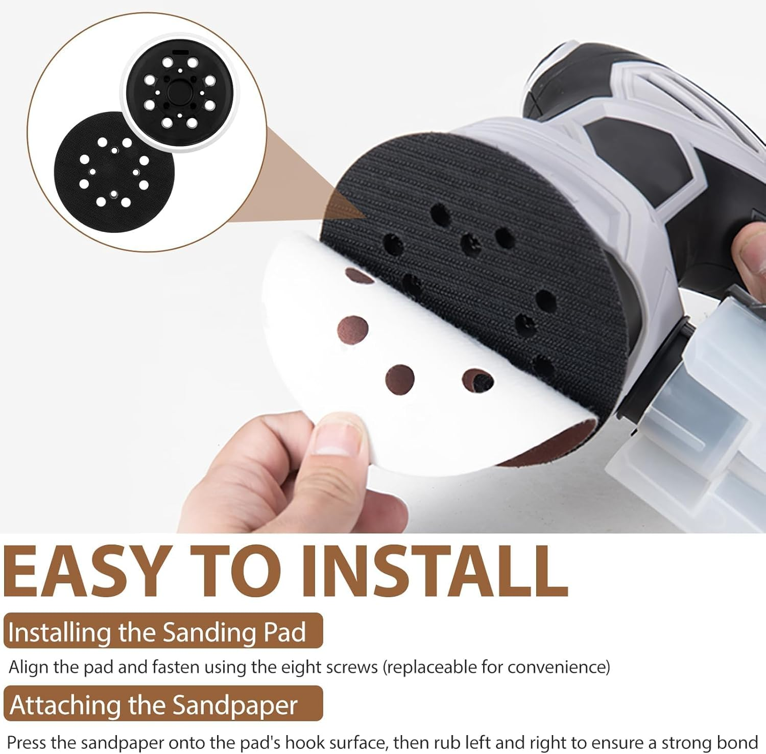 5 Inch 8 Hole Sander Backing Pad for Bosch PEX 300/400 AE 4000AE Advancedorbit 18, 125Mm Replacement Random Orbit Sanding Interface Pad, Hook and Loop Sanding Discs for Smooth Finishing