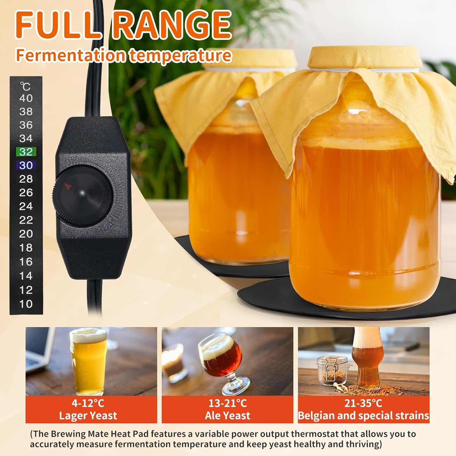 PETZOOKA Brewing Fermentation Mat with Thermostat Control Adjustable for Beer Wine Spirits Fermenter Black image number 4