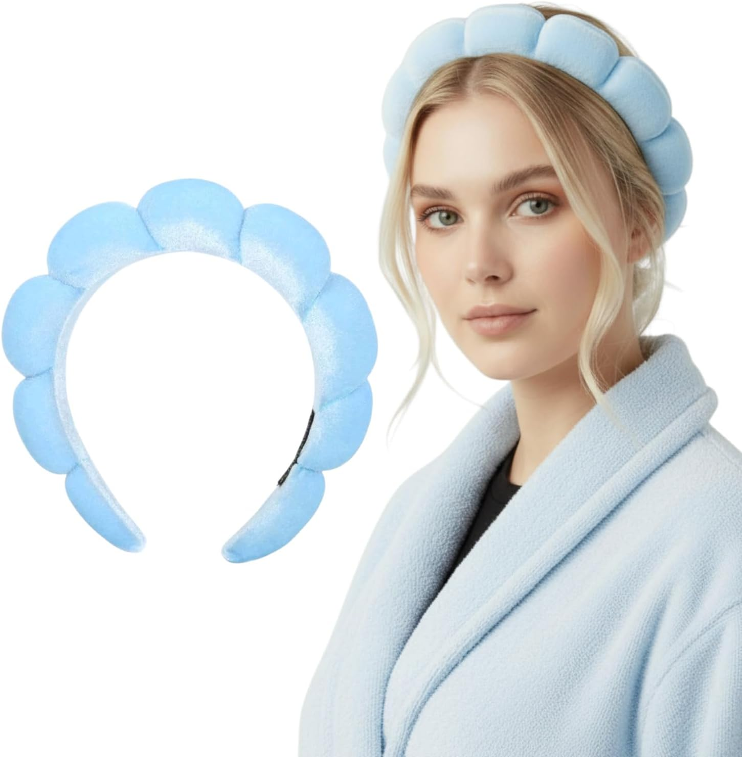 Bottega Della Principessa Ladies Curved Velvet Alice Band Alice Band Skin Care Viral Tik Tok Beauty Routine Makeup Spa with Organza Bag image number 1