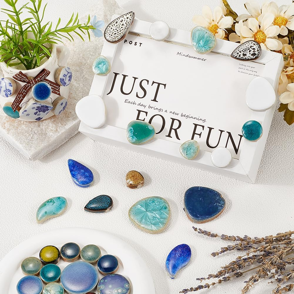 1 Box 200G Broken Ceramic Tile Irregular Mosaic Tiles Bulk Mixed Shapes Colorful Porcelain China Tiles Pieces for DIY Crafts Plates Flowerpots Vases Cups Home Decor Mosaic Arts Supplies image number 2