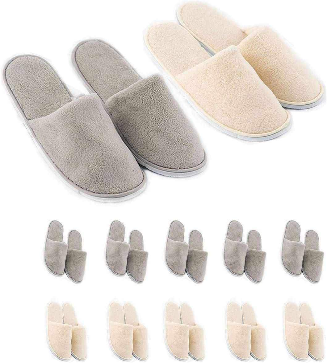 Spa Slippers,Cotton Velvet Closed Toe Disposable Slippers,Non-Slip Slippers Fit Size for Men and Women for Hotel Home Guest Used