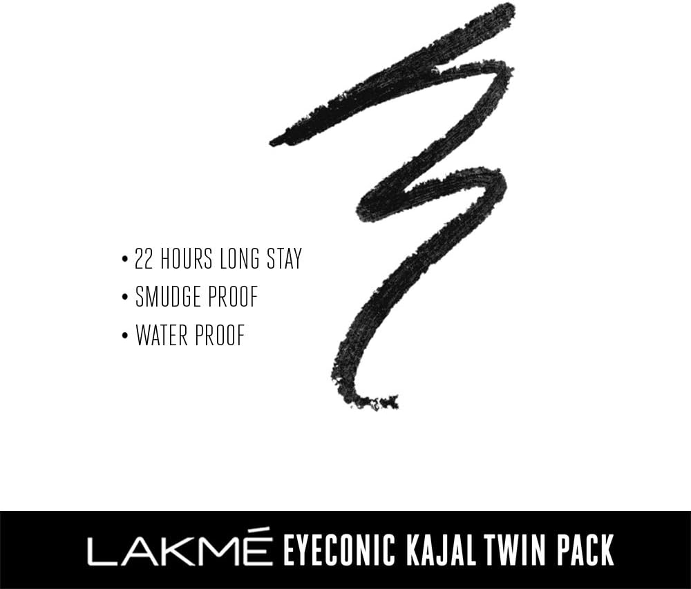 Lakme Eyeconic Kajal Twin Pack, Black, 0.35G with 0.35G image number 3