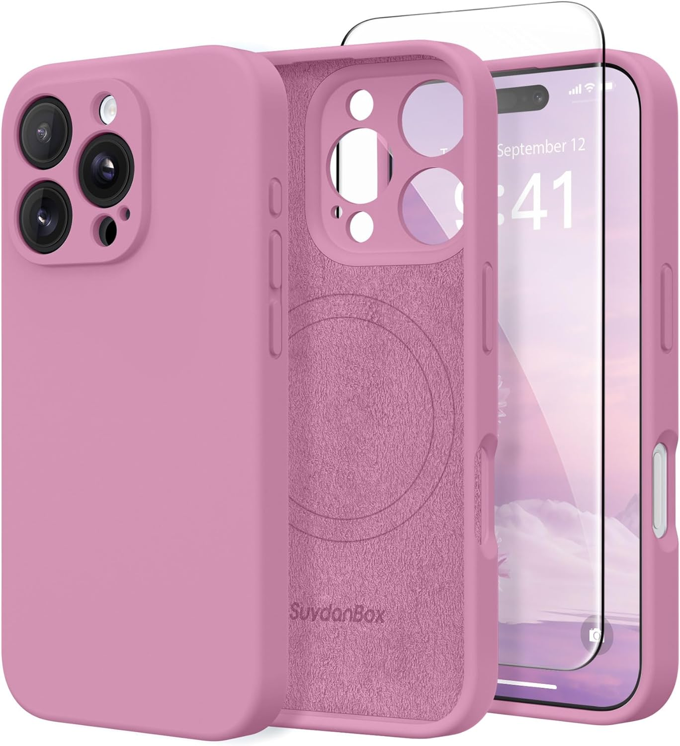 Suydanbox Magnetic for Iphone 16 Pro Max Case, Compatible with Magsafe, [Full Camera Protection][Screen Protector] Silicone Shockproof Protective Phone Case for Iphone 16 Pro Max 6.9", Light Blue