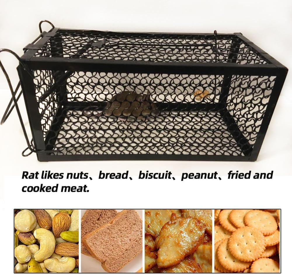 Animal Live Cage Trap Humane Rat Trap Live Mouse Traps Reusable Metal Cage Trap to Catch Rodent,Mice,Squirrel,Weasel,Hamster,Chipmunk for Indoor or Outdoor Size 9.45"X4.5" X4.5" (1 Pcs) image number 3