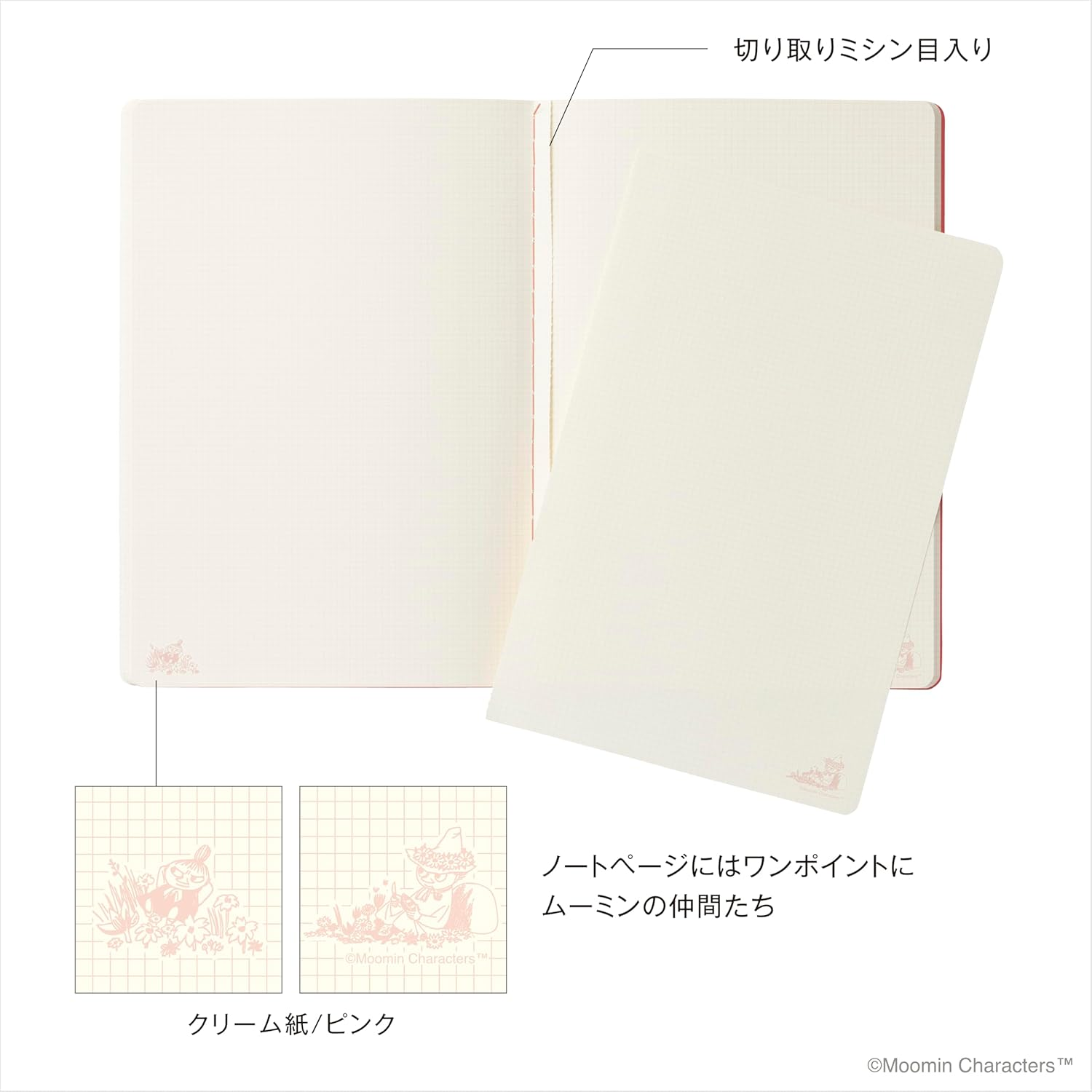 Kleid 8916-01 MOOMIN X Kleid 0.08 Inch (2 Mm) Grid Notebook, Red/Little Me, B6, 0.08 Inch (2 Mm) Square image number 1