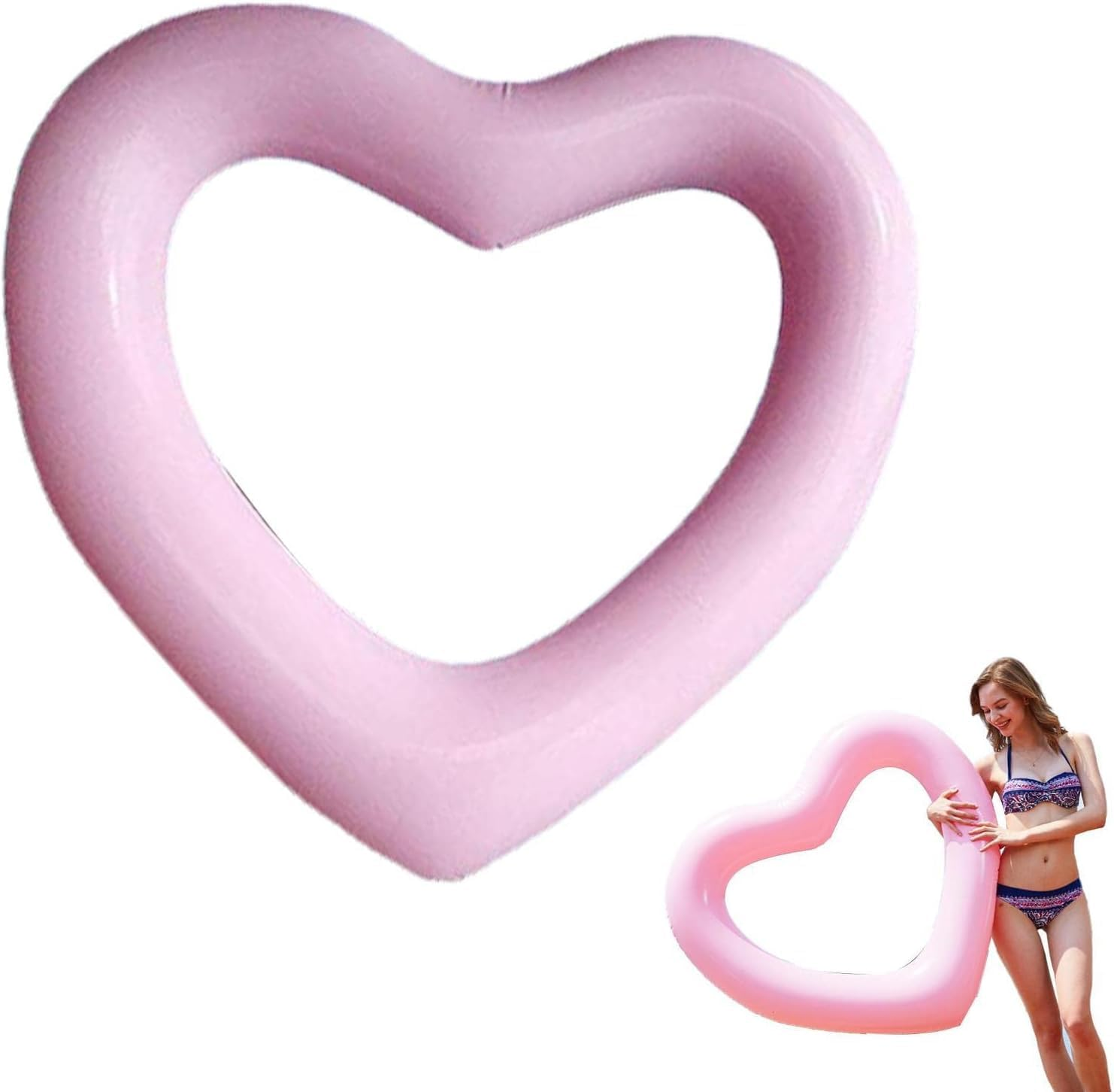 Heart Inflatable Pool - Heart Shaped Pool Float Loungers Tube | Water Fun Beach Party Toys, Summer Swimming Tube for Kids, Adults image number 4