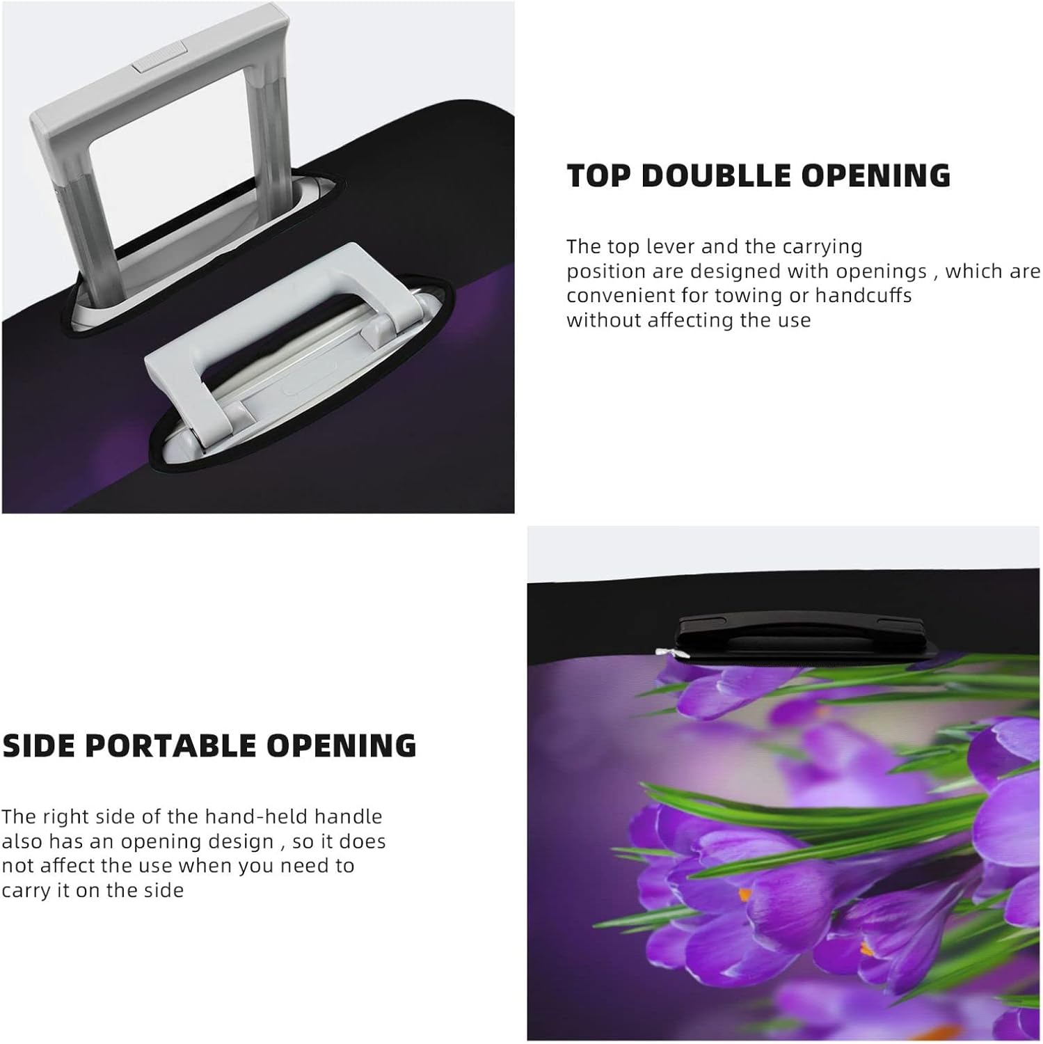 Green Leaves and Purple Flowers Luggage Cover Washable Suitcase Protector Anti-Scratch Suitcase Cover Fits 18-32 Inch Luggage image number 1