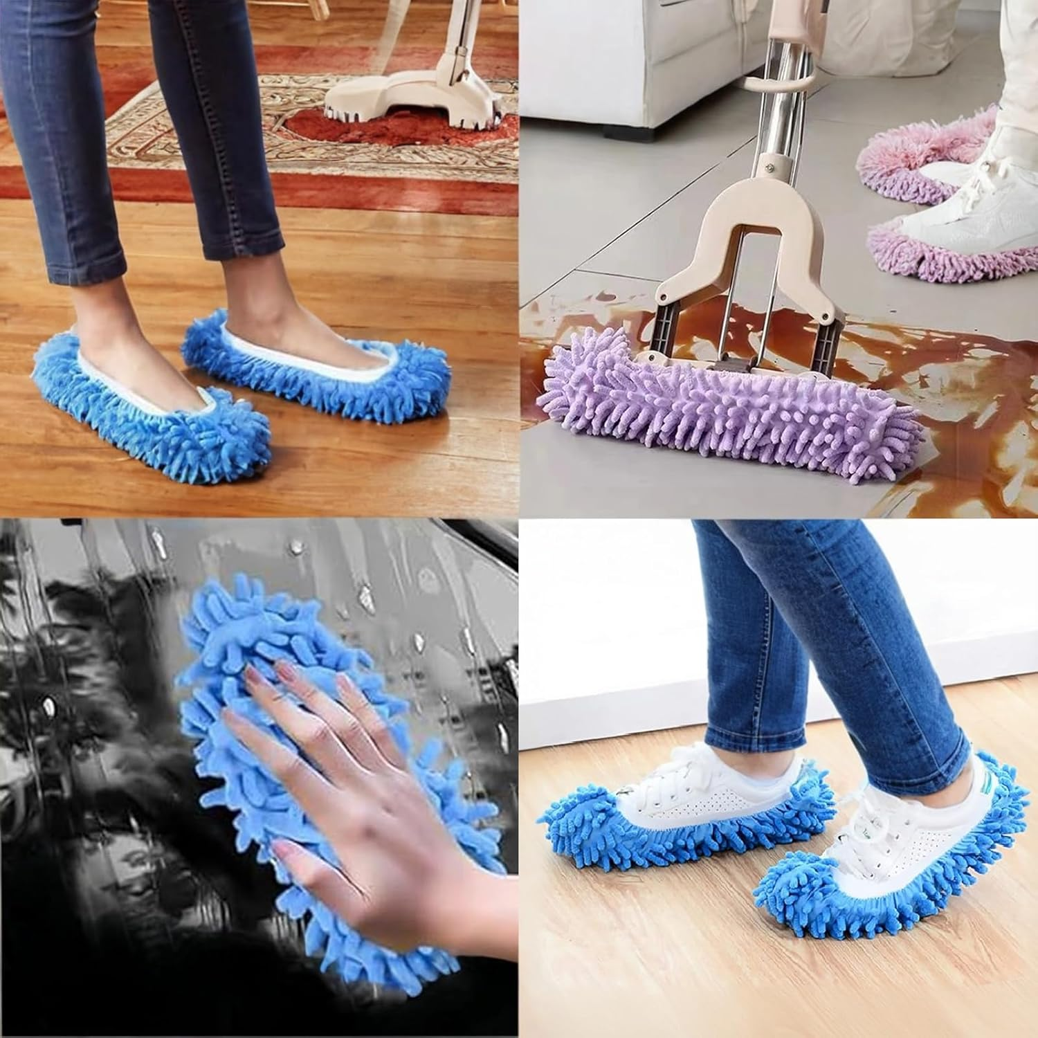 Microfiber Mop Slippers Shoes Cover, Reusable Floor Cleaning Shoes for Bathroom, Kitchen, House Polishing - 2 Pairs, Washable Dust Duster Shoes Cover image number 1