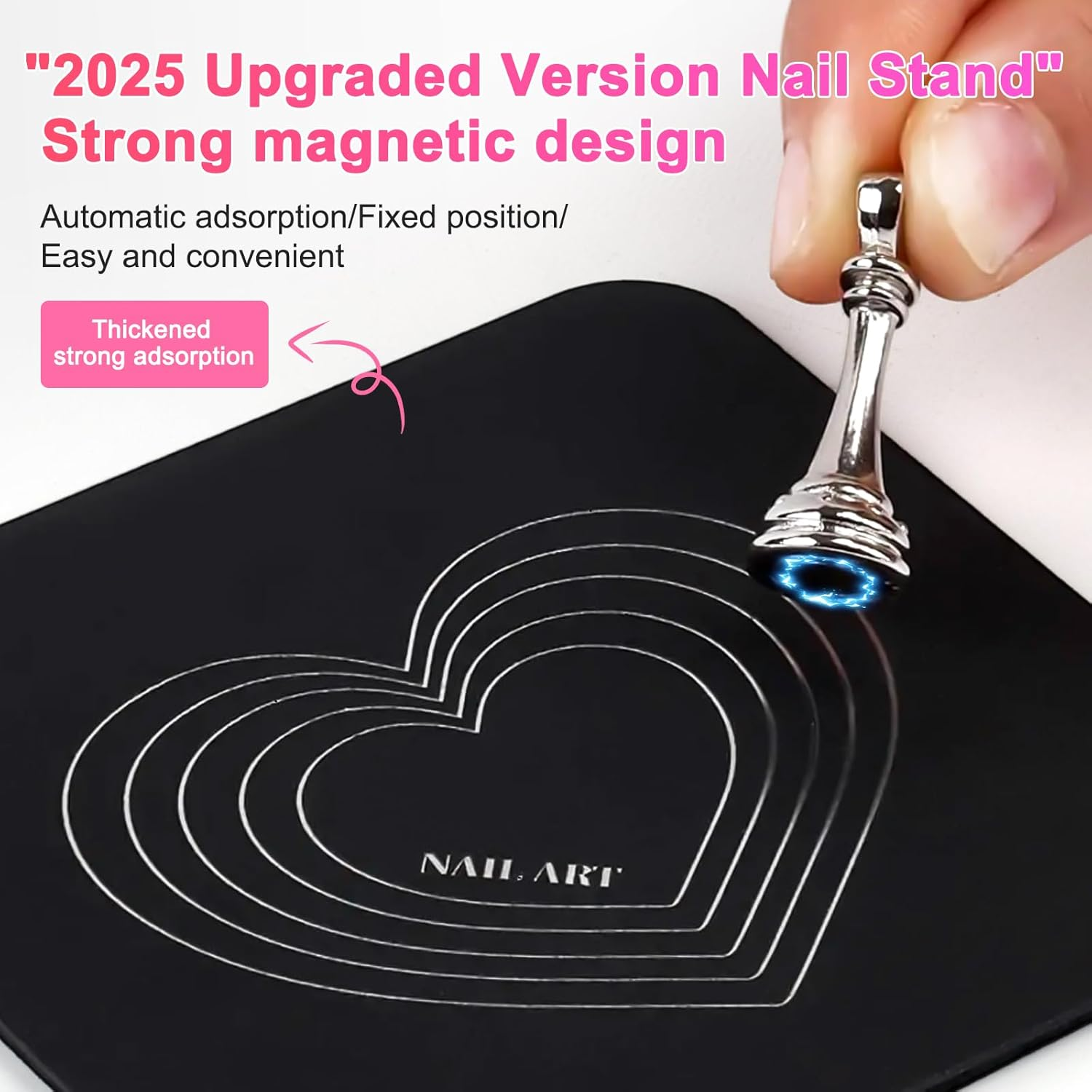 ANGNYA Nail Stand for Press Ons, Fake Nail Holder for Painting Nails, Super Magnetic Base for Painting Display Holder with Reusable Adhesive Putty for Home DIY Salon Supplies (Black) image number 4