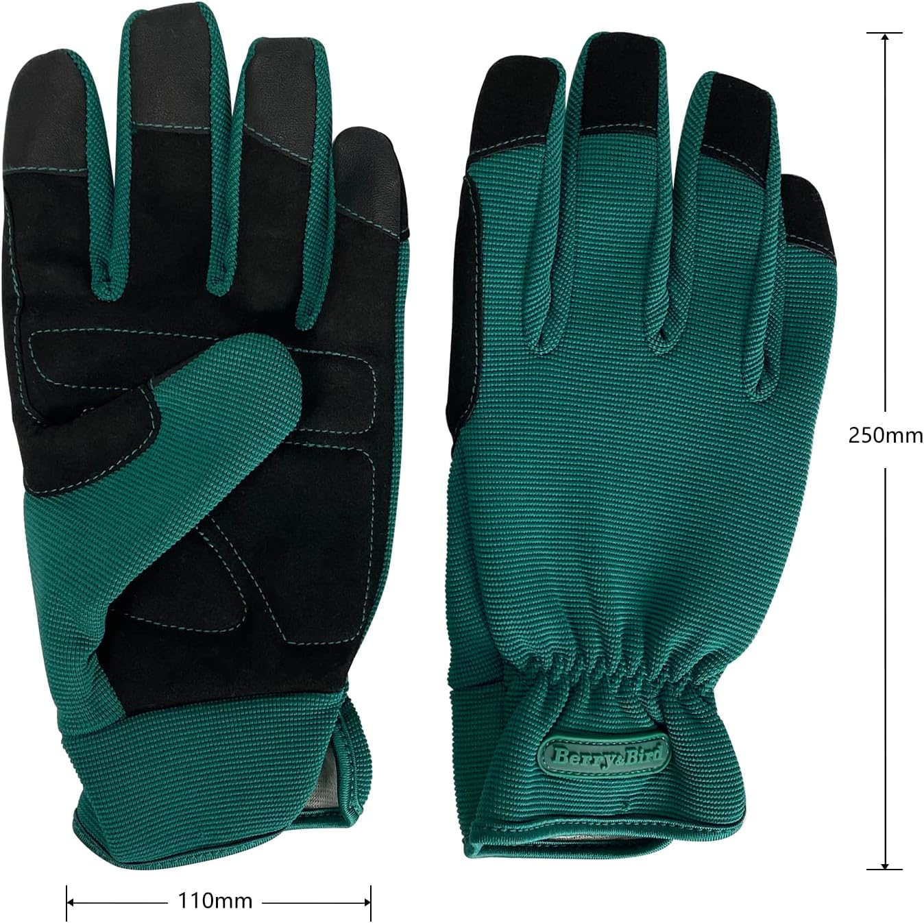 Berry&Bird Elastic Band Design Thorn Proof Gardening Gloves, Breathable, Wear Resistant, Touch Screen, for Pruning Moon Season, Roses and Other Thorny Plants, Unisex (1 Pair, Dark Green) image number 4