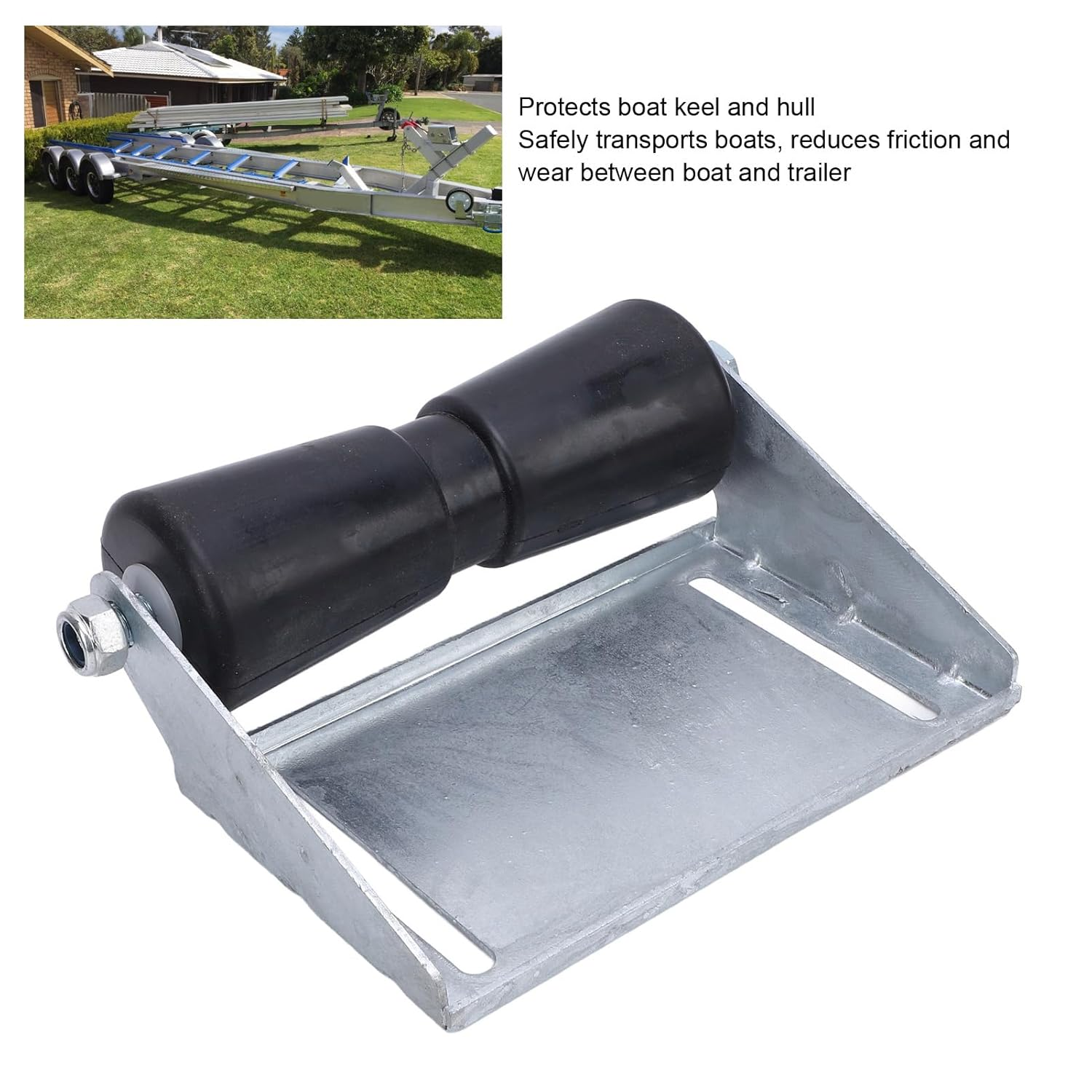 Boat Trailer Rollers with Bracket, Keel Roller Kit, Galvanized Steel Rollers for Boat Trailer with Mounting Bolts, for Loading Launching Boats, 1/2 Inch 5 Inch (8Inch) image number 6