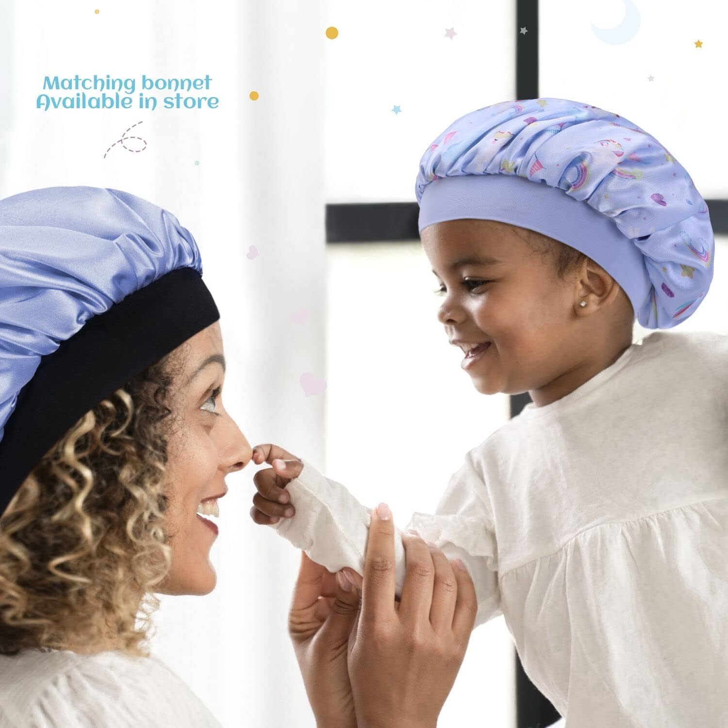 Hat Hut Kids Satin Bonnet Sleep Cap for Curly Hair Adjustable Silk Hair Cap for Baby Sleeping Hair Bonnet for Toddler Child image number 3