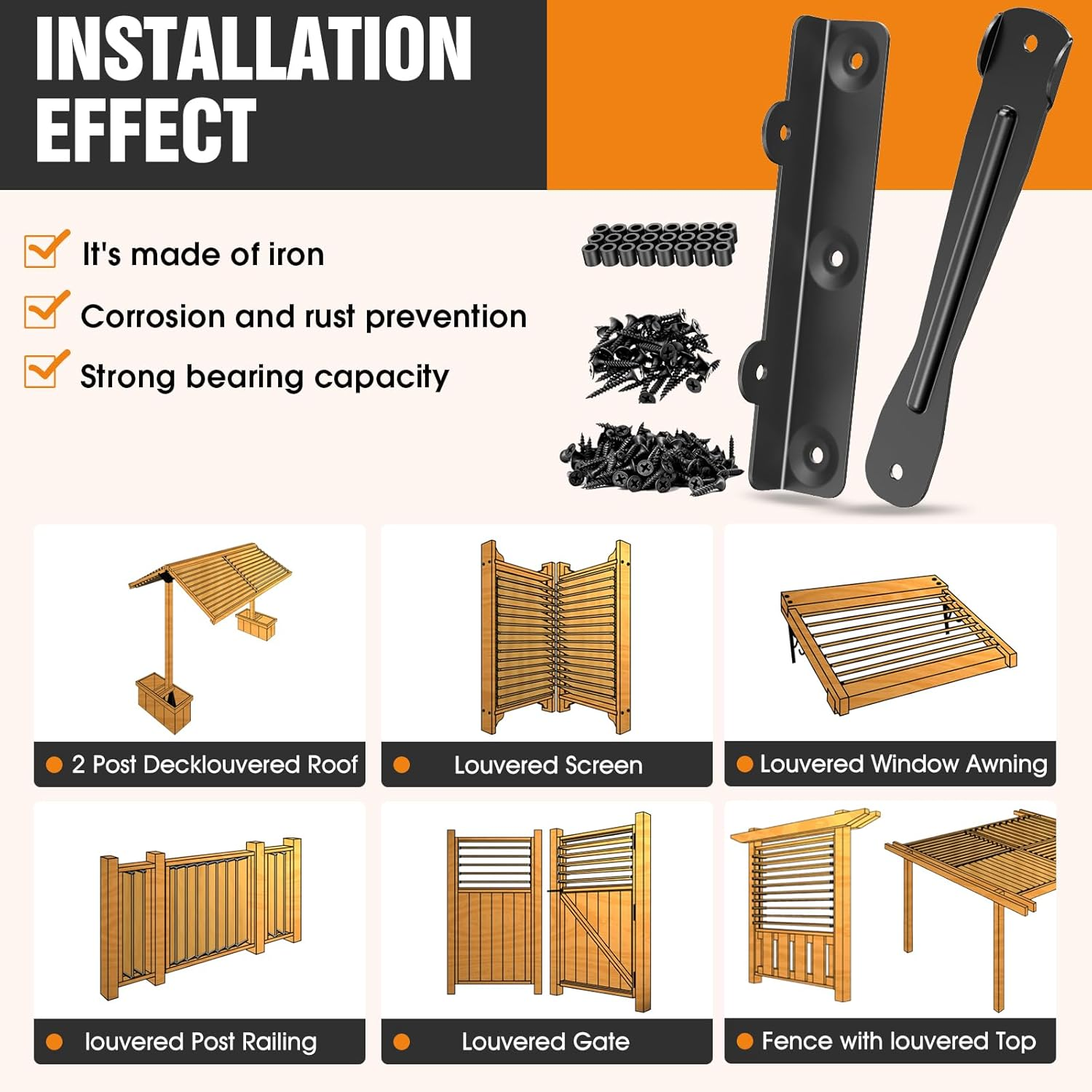 Suemisi Louver Bracket Kit, Louver Hardware Set,Window Shutter Hardware,Deck Sunblind System for Fence,Garden, Shutters and Blinds (1) image number 1