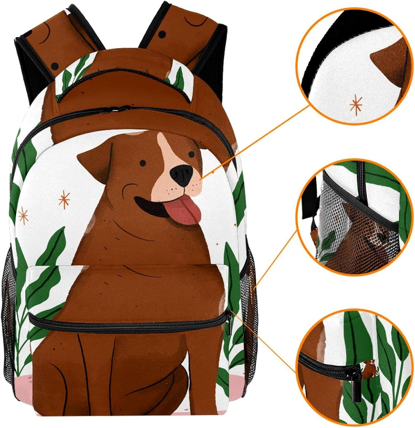 Cute Pitbull Illustration Backpack Students Shoulder Bags Travel Bag College School Tote Backpacks image number 2