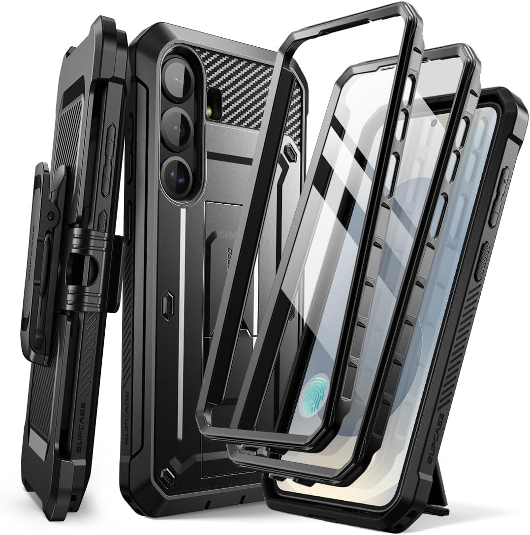 SUPCASE for Samsung Galaxy S25 Case with Stand (Unicorn Beetle Pro), [2 Front Frames] [Built-In Screen Protector & Belt-Clip] Military-Grade Protection Rugged Phone Case for Galaxy S25 6.2", Black image number 3