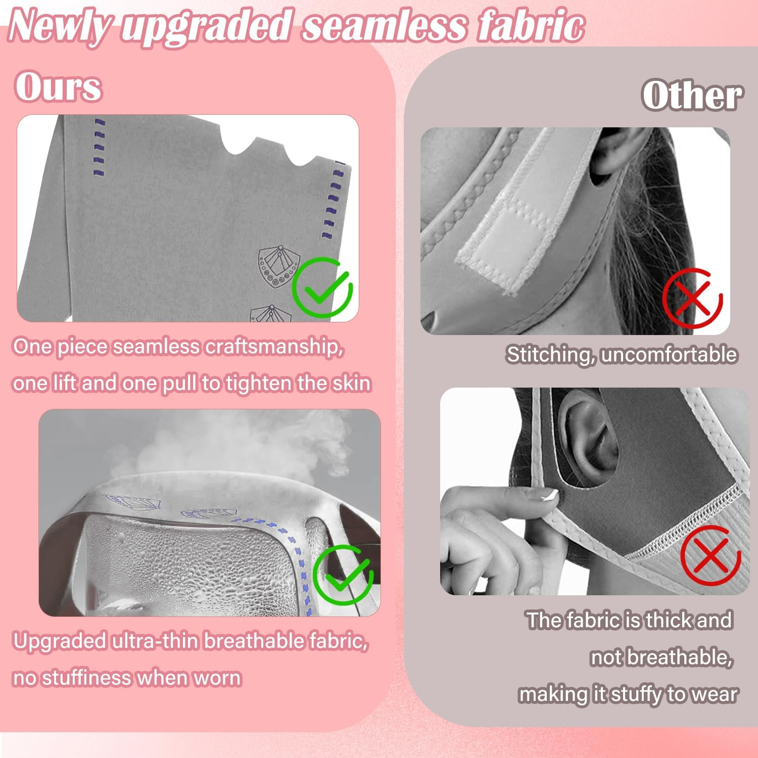 EKIND Reusable Chin Strap for Women Double Chin Reducer Face Lifting Mask Breathable Sleep Belt Elastic Tightening Facial Slimming Wrap (2 Pack, Grey) image number 5