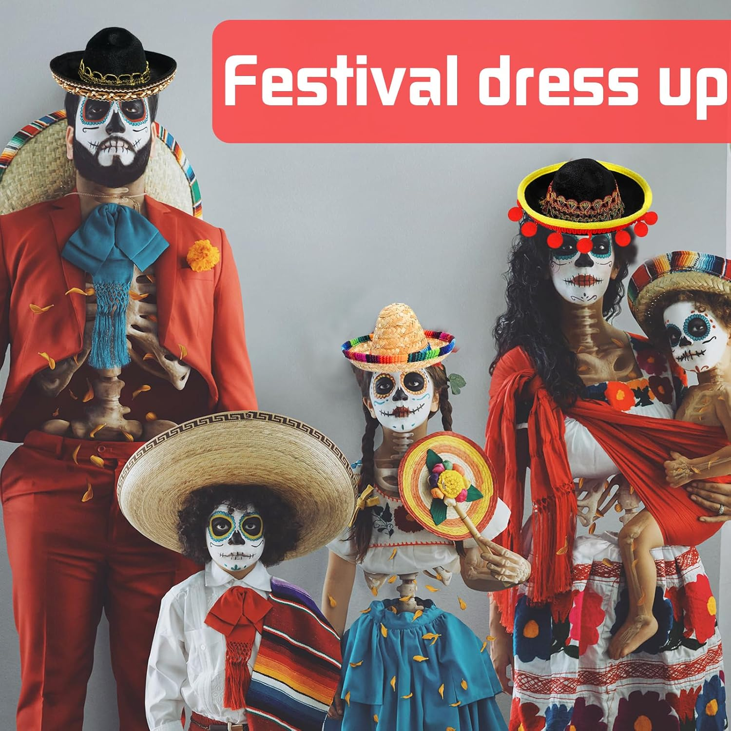 CWENDANER Set of 6 Sombrero Straw with Ball Fringes for Decoration, Sombrero Dog Hat, Mexican Party Costume Decoration Clothes for Pet Dogs, Birthday image number 4