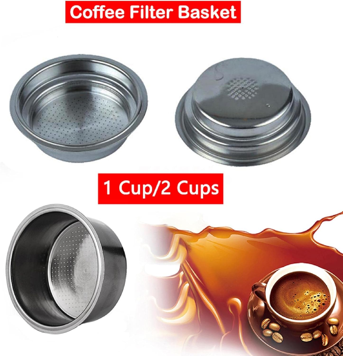 52Mm Coffee Filter Basket Silver Stainless Steel Strainer, 2 Cups Pressurized Filter Basket Espresso Filter Basket for Portafilter Coffee Machine for Breville Gustino Electrolux 1PCS image number 4