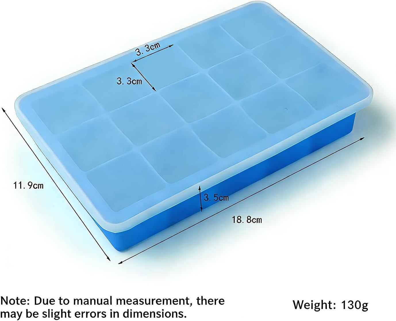 Large Ice Cube Tray with Lid,Easy Release 15 Square Ice Cube per Tray, BPA Free Flexible Reusable Stackable for Freezer, Whiskey, Chocolate, Baby Food, Juices image number 1