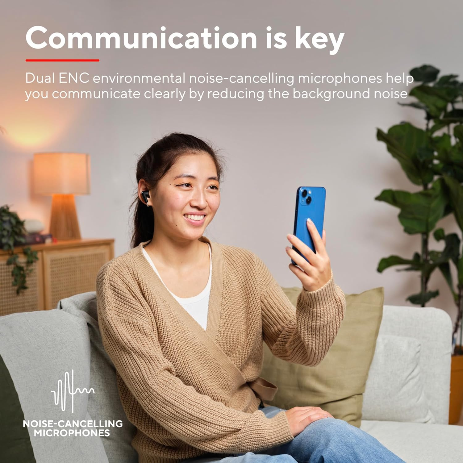 Trust Yavi In-Ear Bluetooth Headphones with 2 ENC Noise Cancelling Microphones, 23H Playtime, 85% Recycled Plastic, Earbuds Earphones Wireless Bluetooth Iphone Android Ios - Black - White image number 2