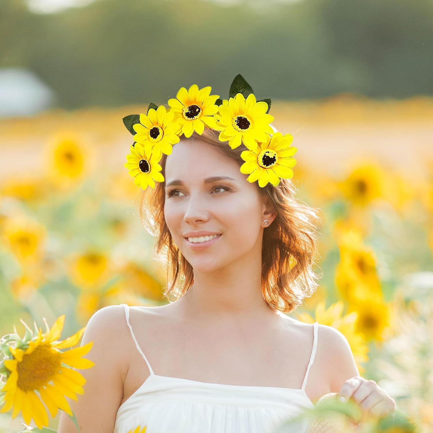 Bliceon Sunflower Headband Flower Wreath for Women and Children Sunflowers Headband for Fancy Dress, Carnival, Festivals, Costumes, Headpiece, Party Accessory image number 1