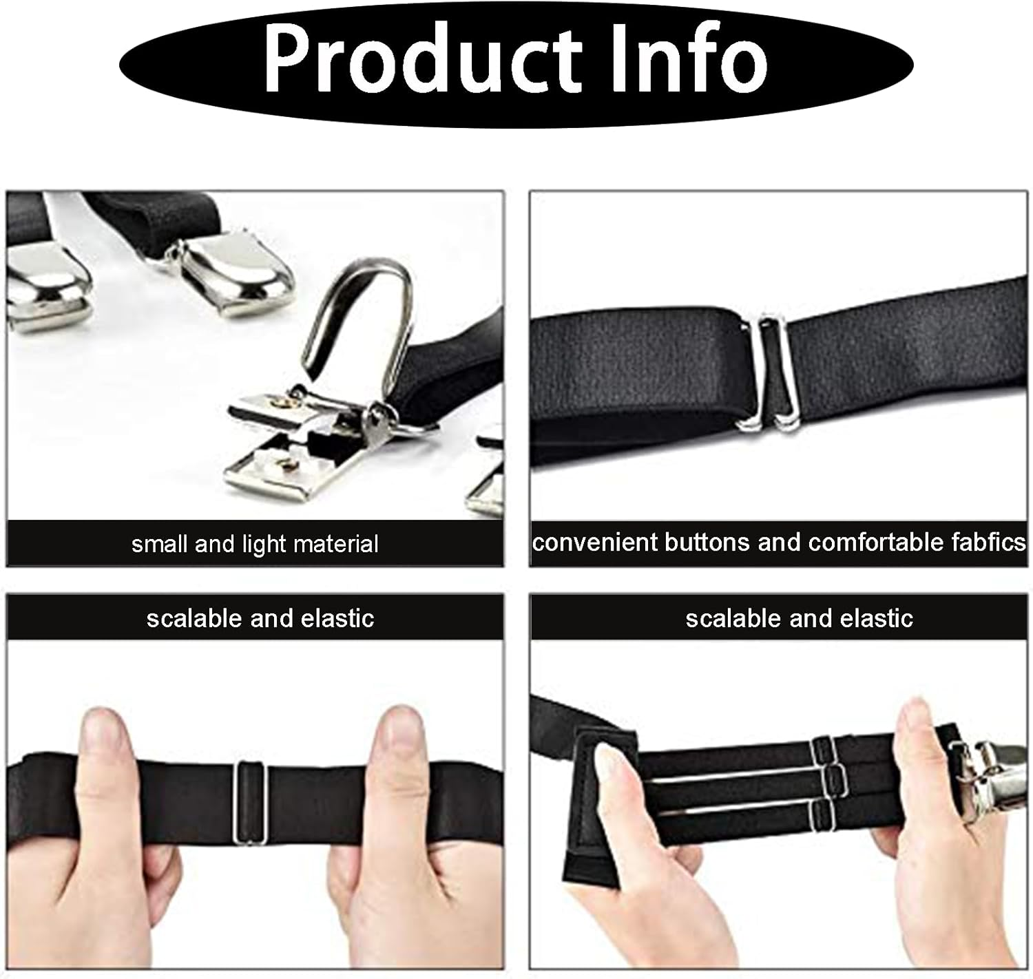 Zvorgath 2 Pcs Men'S Shirt Stays - Upgrade Adjustable Elastic Shirt Garters Military Shirts Holder with Non-Slip Locking Clamps image number 3