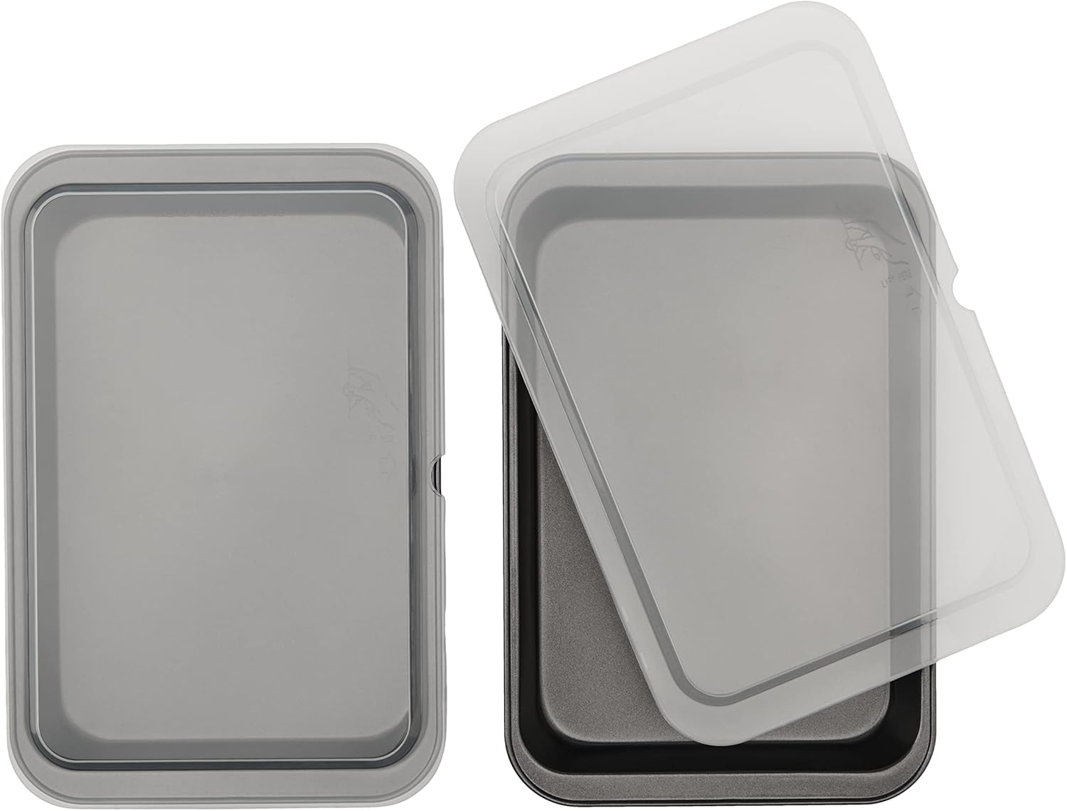 Goodcook Set of 2 Nonstick Steel 13" X 9" Cake Baking Pans with Covers, Gray image number 1