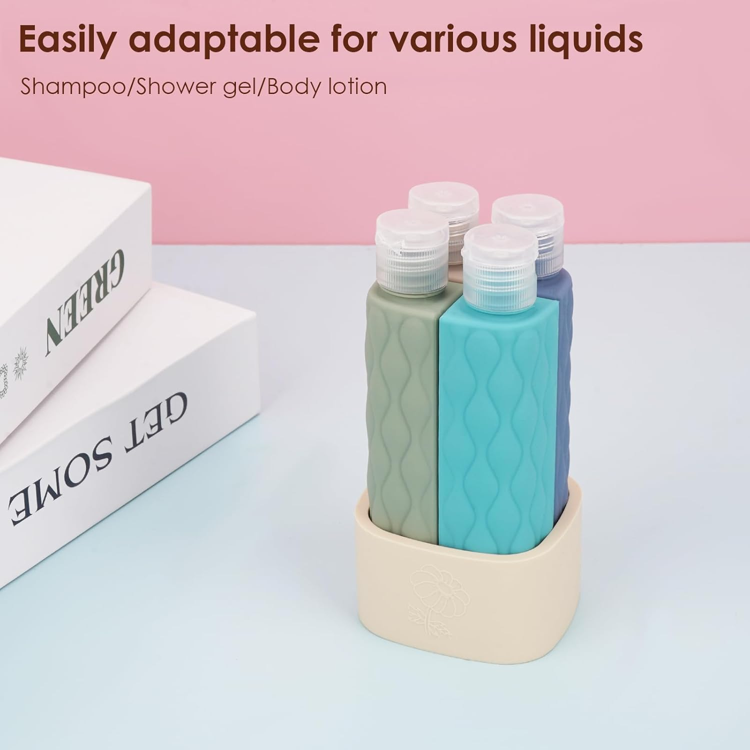 Reignsword 4 in 1 Travel Bottles for Toiletries, TSA Approved Silicone Travel Containers, Leak Proof Refillable Toiletry Containers for Shampoo Conditioner Lotion Body Wash (2Oz, off White), Off-White image number 1