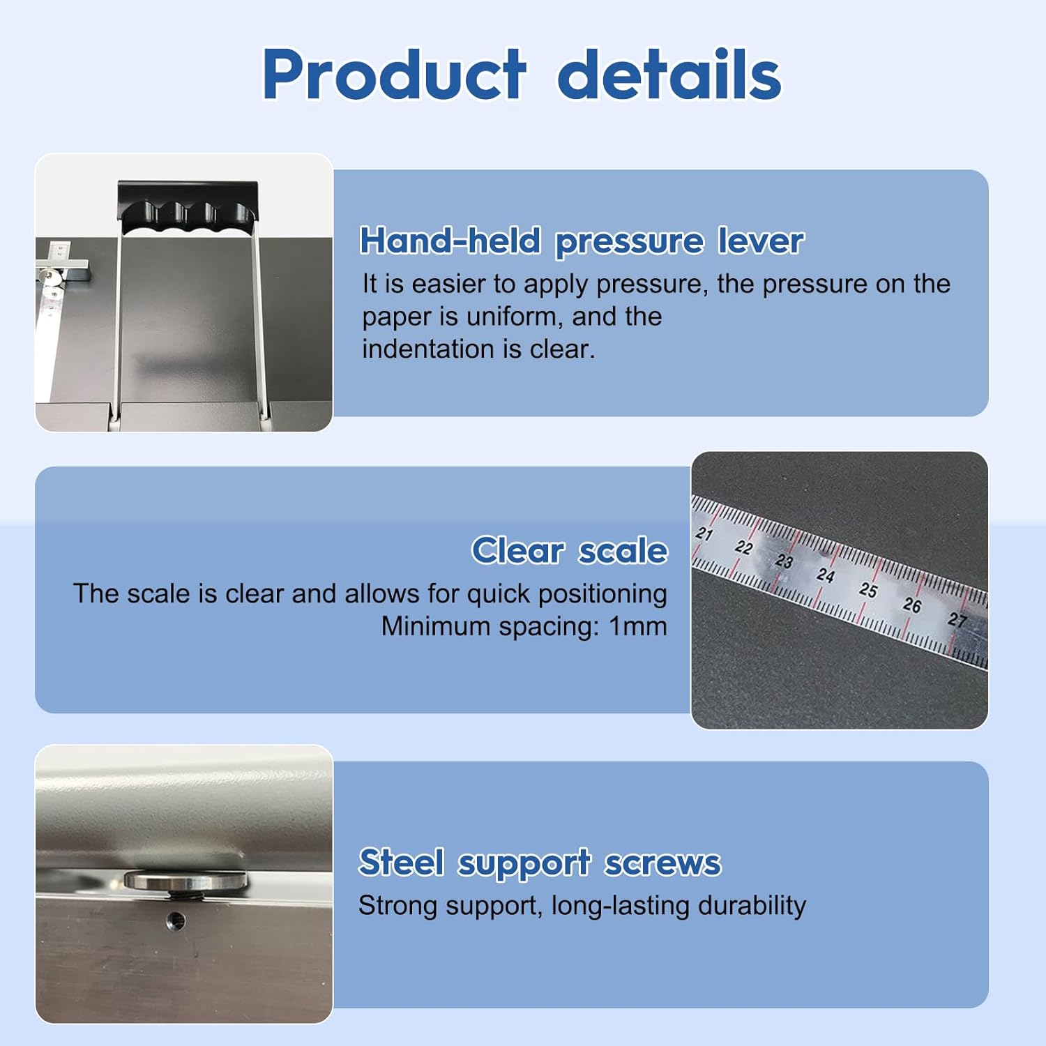 Xoxomeg 350Mm Manual Creasing Machine, A3/A4 Paper Folding Machine, Scoring Paper Creasing Machine, Desktop Heavy Duty Metal Paper Creaser for Greeting Cards Booklets Photo Papers image number 4